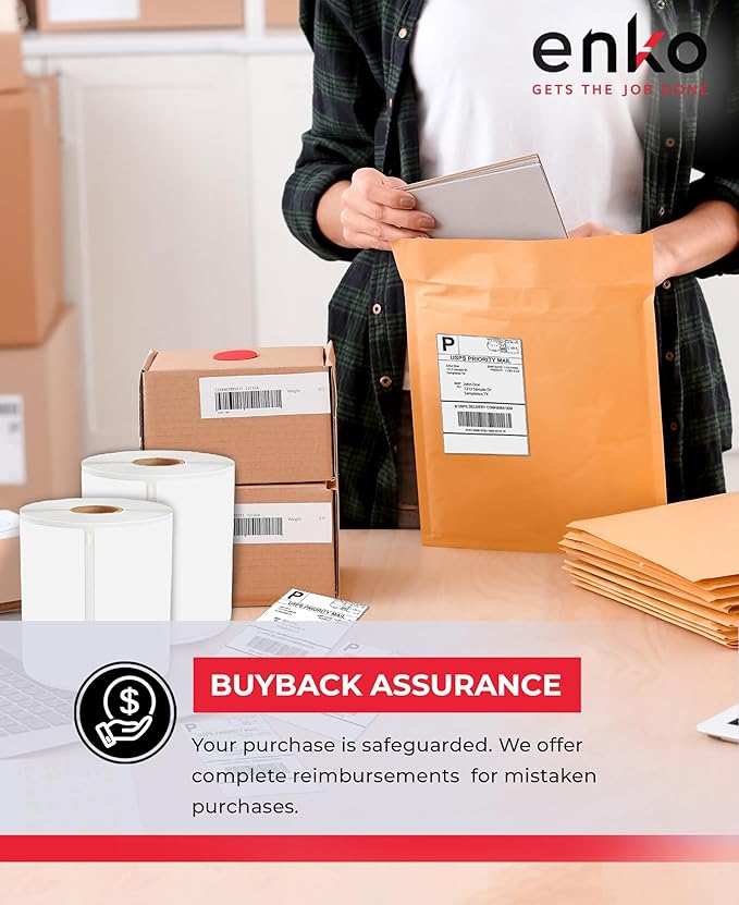 enKo Dymo 4XL Labels 4 x 6 1744907 Compatible for Dymo Labelwriter 4XL Shipping Label Thermal Printer (90 Rolls, 19,800 Labels)