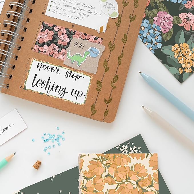 28 Floral Scrapbook Paper, 12"X12" Inch Vintage Flower Botanic Scrapbooking Papers for DIY Card Making Photo Album Journal Decor (Botanic 1)