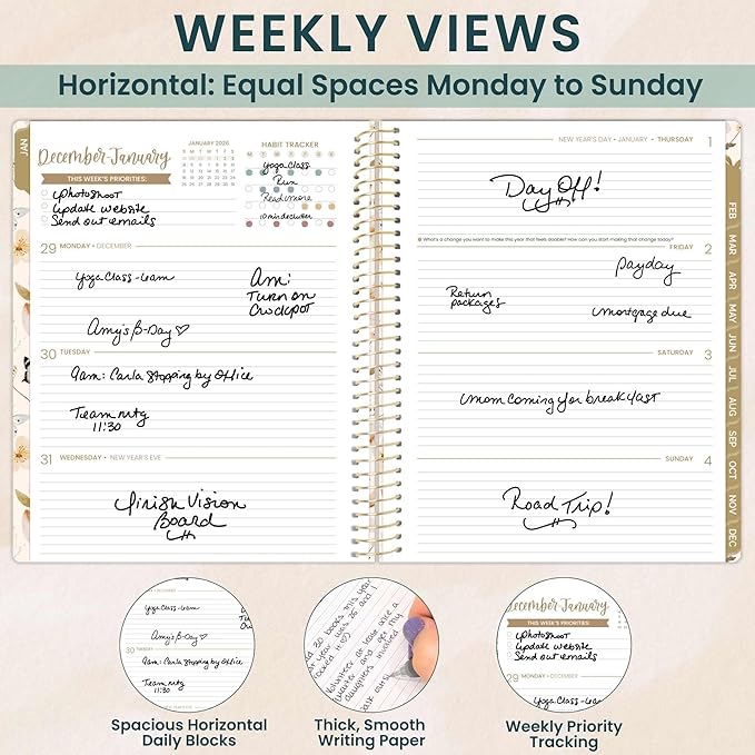 bloom daily planners 2026 Planner (January to December) - 8.5” x 11” Weekly & Monthly Dated Agenda Organizer Book with Stickers & Tabs - Flexible Soft Cover - Butterfly Garden