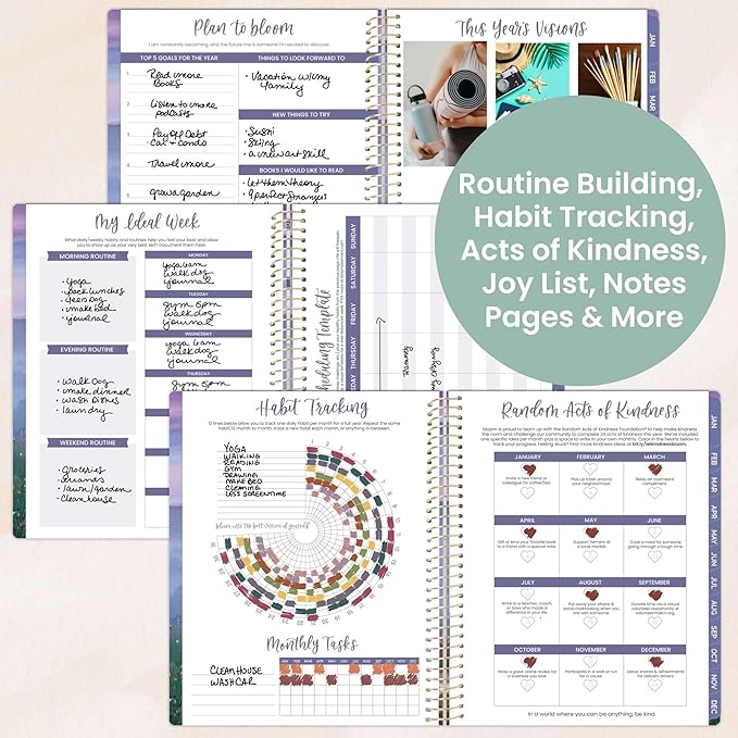 bloom daily planners 2026 Planner (January to December) - 8.5” x 11” Weekly & Monthly Dated Agenda Organizer Book with Stickers & Tabs - Flexible Soft Cover - Mystical Mountains