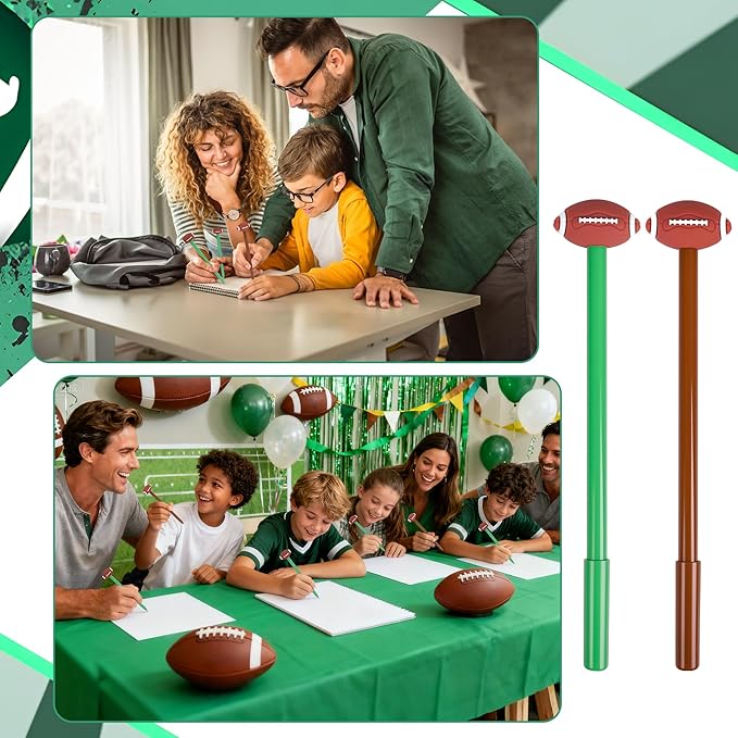 LiYiQ 100 Pcs Football Cartoon Cute Fun Pens for Kids Kawaii Football Shape Gel Black Ink Pen Cute Football Pens for School Office Home Student Kids Present