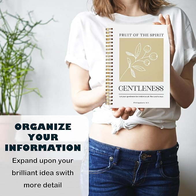 BearCake Fruit of the Spirit Gentleness Christian Notebook Journal, Christian Gifts for Women, Bible Notebooks for Note Taking, Bible Journaling Notebook, Hardcover Spiral Notebook 5.5x8.3