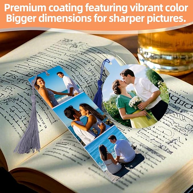 Sublimation Bookmarks Blank Aluminum 20 PCS 2X7 Inch Metal 1MM Thick Larger Bookmark for Double-Side Heat Transfer Rectangle