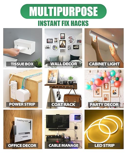 Extra Strong Double Sided Tape Heavy Duty - 240" x 1.0" & 0.5" - Removable Two Sided Nano Mounting Adhesive for Wall, Posters, Rug, Picture Hanging - Teacher, Dorm Room, Office & Outdoor Essentials