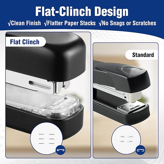 WORKPRO 2-in-1 Stapler with Staples & Staple Remover, 40 Sheet Capacity, Flat Clinch Design, Storage Space, Includes 2000 Standard Staples - Non-Slip Office Stapler for Desk, Classroom, Black