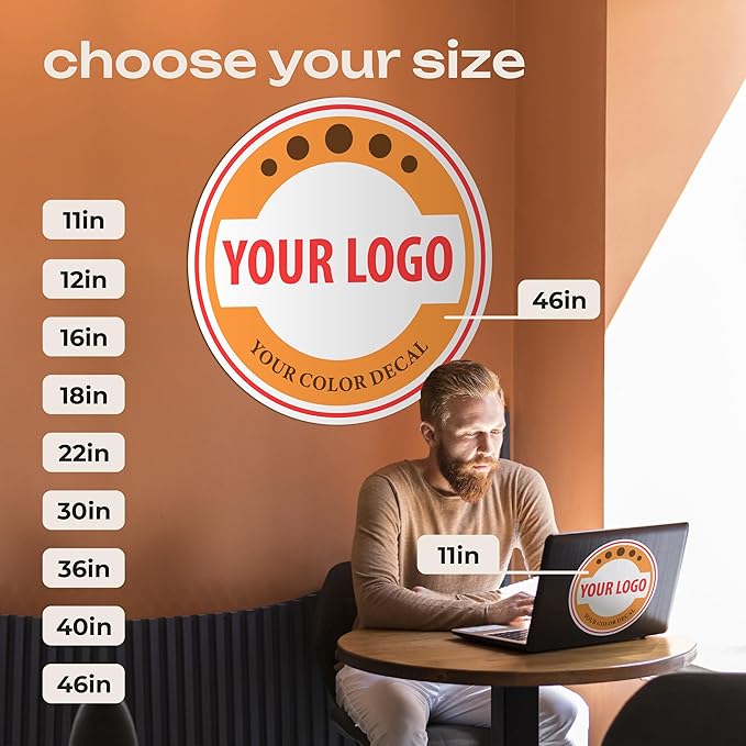 Custom Logo Decals & Stickers – Personalized Vinyl Business Signs – Waterproof Full Color Window & Wall Decal for Storefront, Office, Car, Door, Home