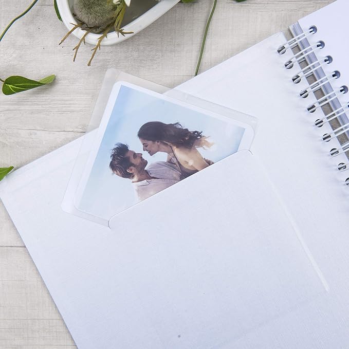 10 x 10 Inch DIY Scrapbook Photo Album with Window Design Cover 80 Pages Craft Paper Memory Book for Weeding Anniversary Travel and Baby (White)