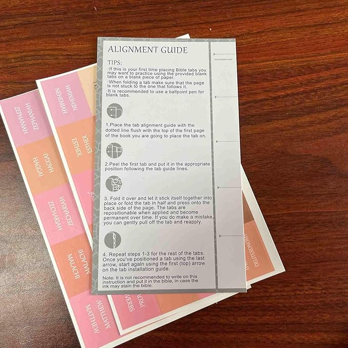 Thinkor Reposition Laminated Bible Tabs, Large Print Stickers, Easy to Read & Apply Bible Tabs for Women & Man (Spring Pink)