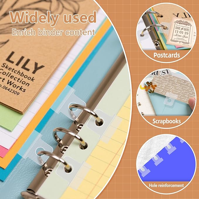 500PCS Clear Binder Hole Reinforcement Stickers, Self-Adhesive Hole Punch Reinforcement Labels, Change No Punched Page to Loose-Leaf Binder Refill Insert for Scrapbooking Album Office School Supplies