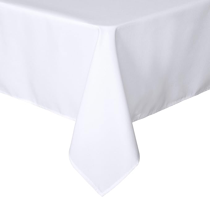 sancua Rectangle Tablecloth - 54 x 108 Inch - Stain and Wrinkle Resistant Washable Polyester Table Cloth, Decorative Fabric Table Cover for Dining Tables, Buffet Parties and Camping, White