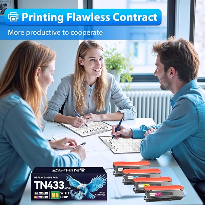 ZIPRINT TN433 Toner Cartridge Set 4-Color Compatible for Brother, TN433BK TN431 TN-433 TN-431 TN 433 TN 431 for MFC-L8900CDW, HL-L8360CDW, HL-L8360CDWT, HL-L8260CDW, MFC-L8610CDW, MFC-L8895CDW