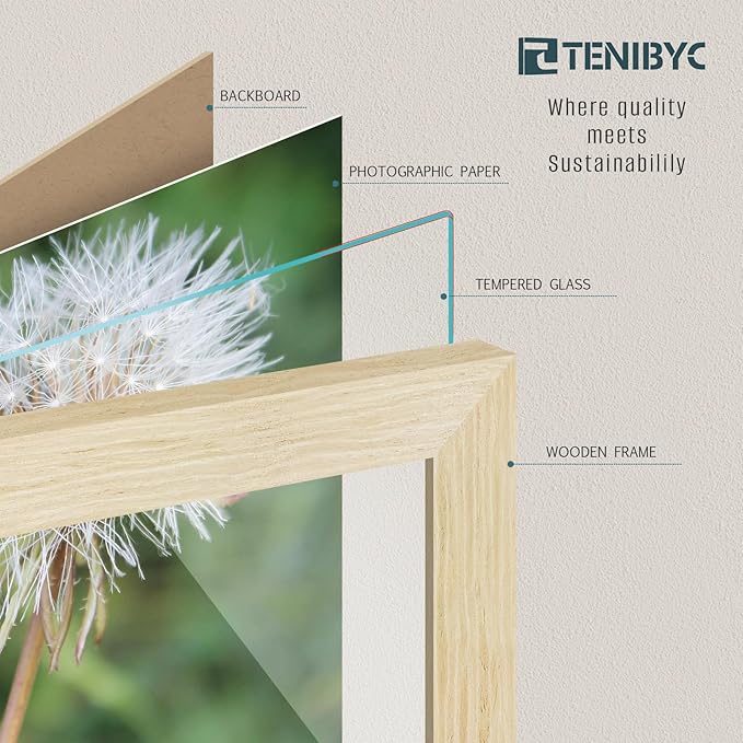 12x16 Picture Frames Set - 3 Pack - Natural Oak Wood - Tempered Glass - for Wall Photos, Family Memories, Posters & Puzzles, Home Decor