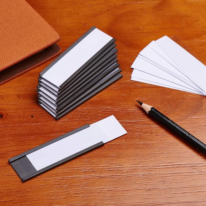 Eeoyu Magnetic Label Holders with Magnets Magnetic Data Card Holders with Clear Plastic Protectors for Metal Shelf, Whiteboard, Set of 50 (1 x 3 Inch)