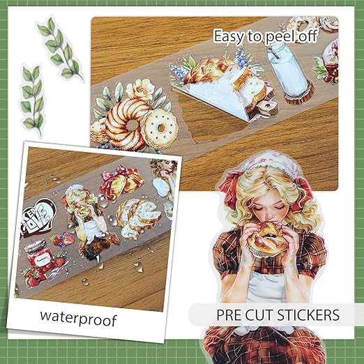 Snycler Pre-Cut Oatmeal Rhyme Themed PET Washi Tapes - Vintage Aesthetic Tape Stickers for Journaling, Scrapbooking, Junk Journals, Crafts, Planners - 4 Rolls