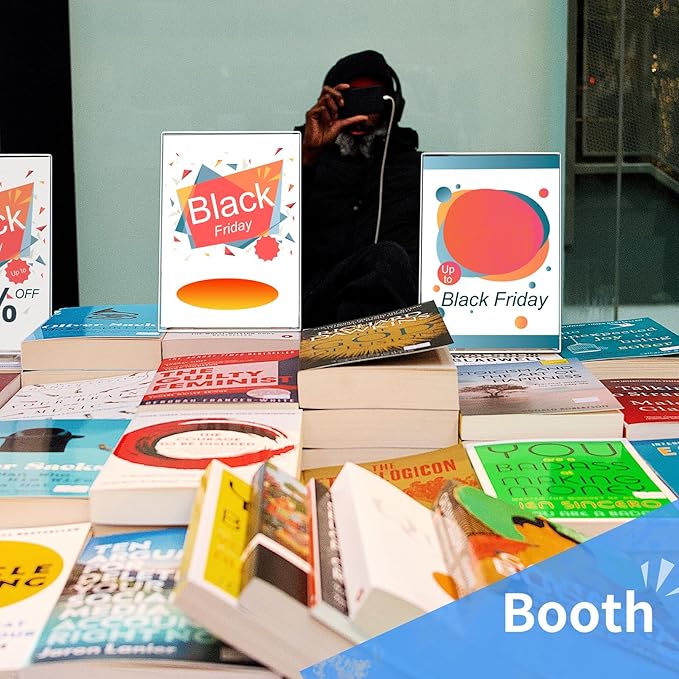 SUNEE 30 Packs Clear Plastic Sign Holders for 8.5x11 Paper, Vertical L-shape Frame for Displaying Signs and Menus