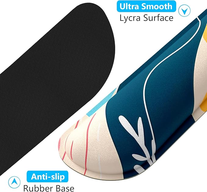 Dapesuom Enlarge Keyboard Wrist Rest, Memory Foam Wrist Cushion for Desk Mats Support, Cute Typing Pain Relief Keyboard Mouse Pad Rests Set with Non-Slip Base for Gaming Laptop Computer, Pink Abstract