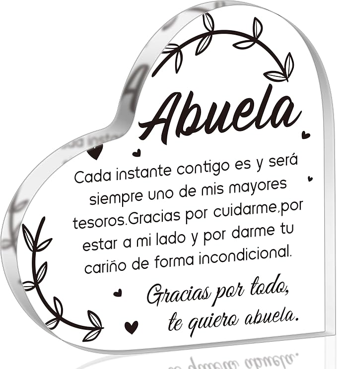 Yopyame Spanish Grandma Acrylic Gifts - Regalos para Abuela Heart Acrylic Plaque Ideas Keepsake Paperweights for Grandma in Spanish Father's Day Christmas Gifts for Grandma from Granddaughter Grandson