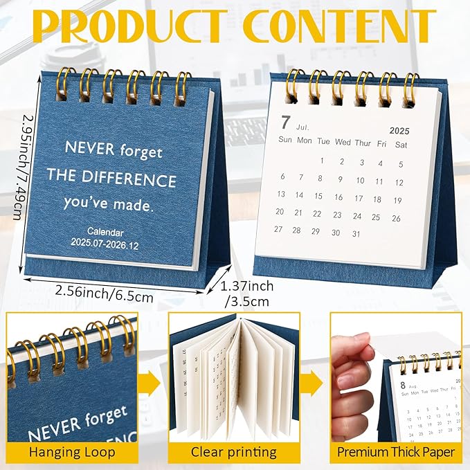 24pcs Employee Appreciation Gifts 2025-2026 Mini Desk Calendars Thank You Gifts Small Inspirational Desktop Calendar Bulk for Employee Teacher Staff Volunteer Coworker(Classic)