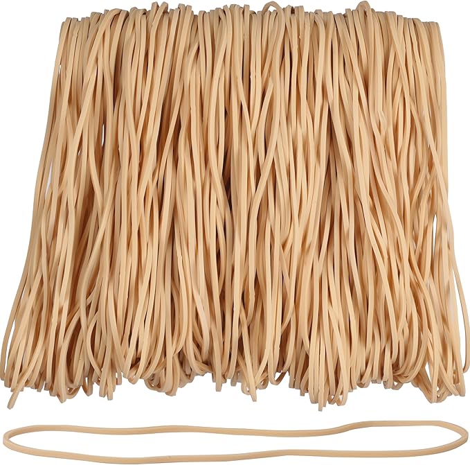 AMUU Rubber Bands Size #117A 200pcs Rubber BandsLarge, Big Elastic Bands for Office Supplies Trash Cans File Folders Litter Box large Strong Rubber Bands (7" x 1/16") Beige