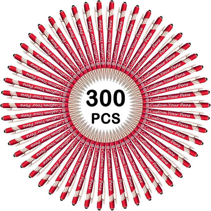 Amlion Personalized Custom Pens with Name Engraved Logo Text,300 Customized Writing Stylus Pen Promotional Item Gift for Men Women Office Business Wedding-Red