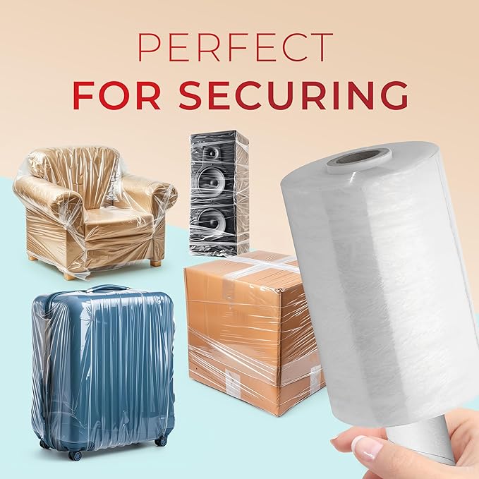 Shrink Wrap Roll for Moving | 80 Gauge 5" x 1000 FT Plastic Wraps for Packing | Clear Stretch Film for Pallets, Furniture, Boxes & Storage Protection - 2 Pack