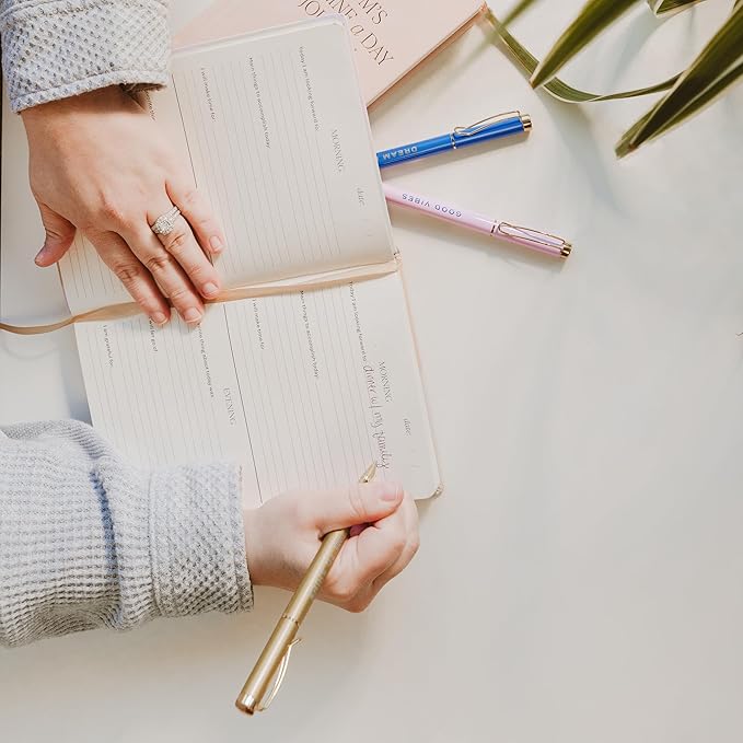 Sweet Water Decor Metal Pen Set | Inspirational Gifts for Women | Office Supplies | Cute Pens | Desk Decor | Office Accessories | School Supplies | Motivational Quotes (Good Vibes Set)