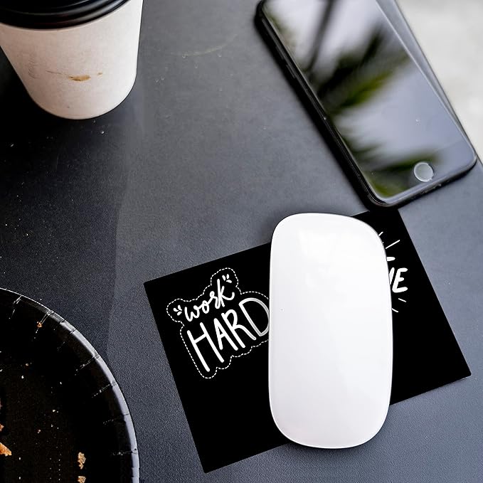 Mouse Pad Adhesive Bottom - Sticks to Any Surface - Portable - Webcam Covers and Screen Cleaner Included (Never GIVE UP)