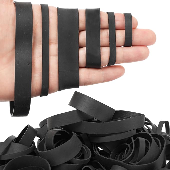 65Pcs Rubber Bands Assorted Sizes Black 6 sizesMixed wide Elastic Bands for for Survival Office Supply Tactical Rubber Bands