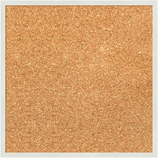 Amanti Art Natural Cork Board for Wall, 13x13 Vision Board with White Frame, X-Small Corkboard Office Decor for Home Organization, Modern Corkboard Pinboard to Display Items for Home Organization in
