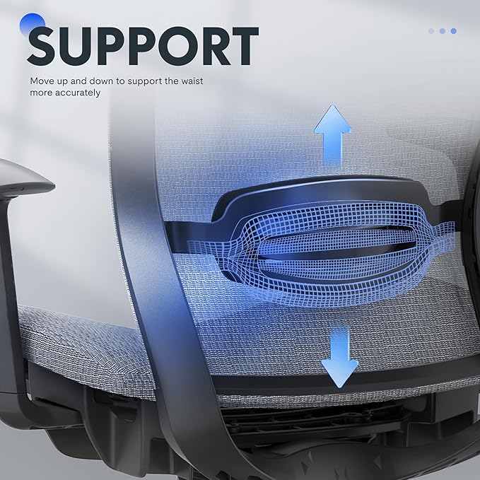 FLEXISPOT Ergonomic Office Chair, High Back Mesh Swivel Computer Chair, Executive Office Desk Chairs, with Adjustable Lumbar Support/2D Headrest/Lockable Backrest, OC3 Mesh Seat, Gray