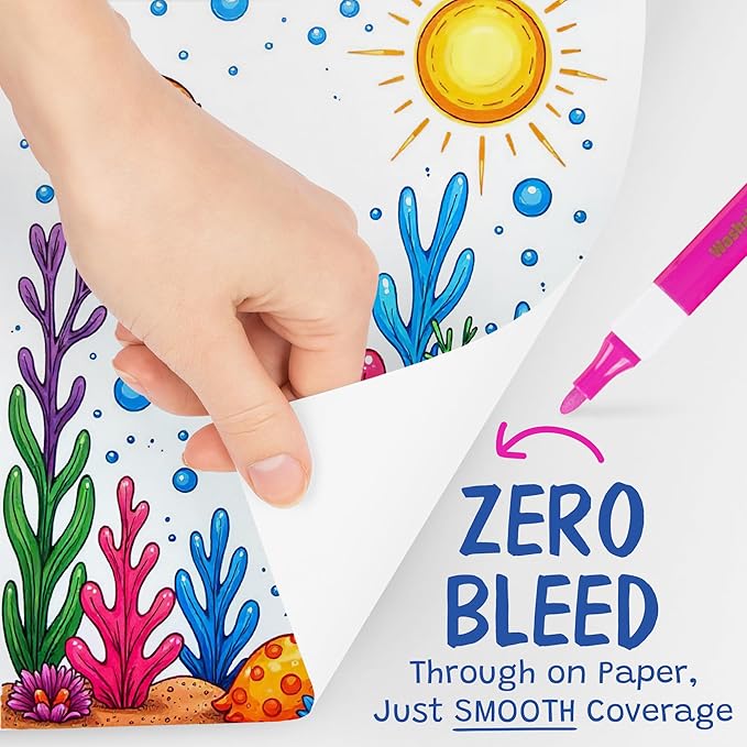 The Pencil Grip Magic Stix Washable Acrylic Markers for Kids and Teens, 24 Non-Toxic Colors, Allergen-Free, Vibrant Paint Pens for Crafting and DIY