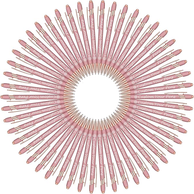 Amlion Personalized Custom Pens with Name Engraved Logo Text,500 Customized Writing Stylus Pen Promotional Item Gift for Men Women Office Business Wedding-Rose Gold