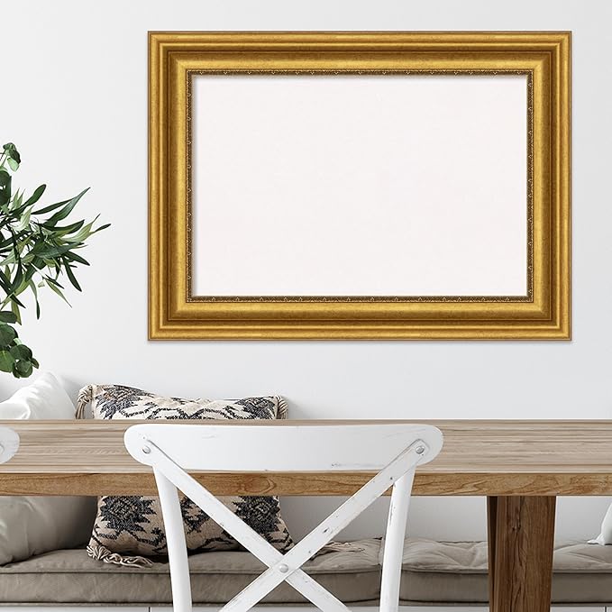Amanti Art White Cork Board for Wall, 22x30 Vision Board with Gold Frame, Medium Corkboard Office Decor for Home Organization, Traditional Corkboard Pinboard to Display Items for Home Organization in