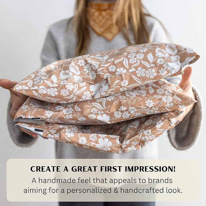 Poly Mailers 10x13 Inch 500 Pack Medium Shipping Bags Strong Thick Mailing Envelopes | Self Sealing Adhesive | Waterproof & Tear Resistant | Small Business Packaging for Clothing - Floral Dusty Pink