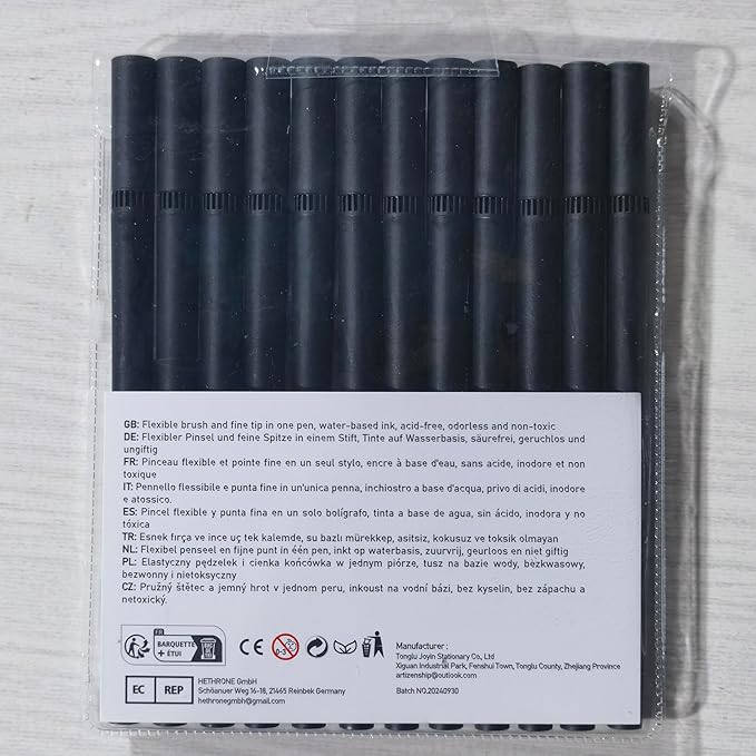 Mogyann Drawing Pens, 12 Pack Dual Brush Pens Black Markers for Art Drawing Sketching