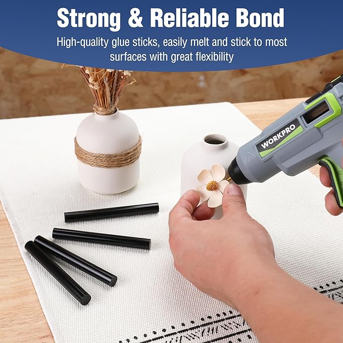 WORKPRO Hot Glue Sticks Full Size, 100-Pack Black Hot Melt Adhesive Glue Sticks for All-Temp Glue Guns, 0.43x4Inches, Multipurpose for Art Craft General Repairs, Home Decorations and Gluing Projects
