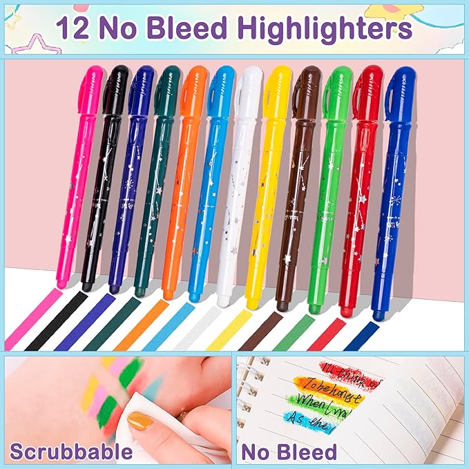78 PCS Aesthetic School Set for Girls - Pen Case, Pastel Highlighters, 16 Pens, 10 Mechanical Pencils, 12 Sharpened Colored Pencils, 452 Refills - Cute Christian Journaling & Drawing Kit for Teens