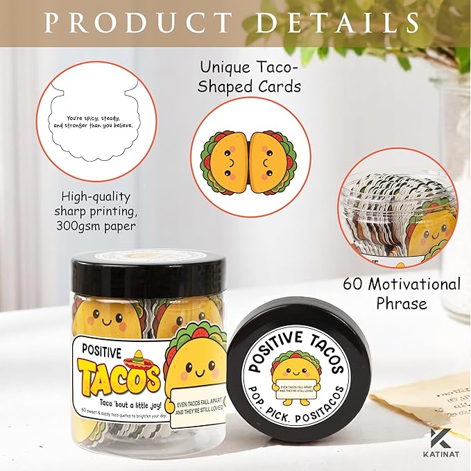 Positive Taco Birthday Christmas Gifts for Women Men Thanksgiving Basket Stocking Stuffers Teen Girls Son Mom Dad Daughter Sister Friend Coworkers Teachers Relaxation Gift Desk Decor Emotional Support