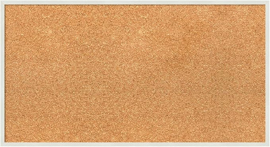 Amanti Art Natural Cork Board for Wall, 15x27 Vision Board with White Frame, Medium Corkboard Office Decor for Home Organization, Modern Corkboard Pinboard to Display Items for Home Organization in