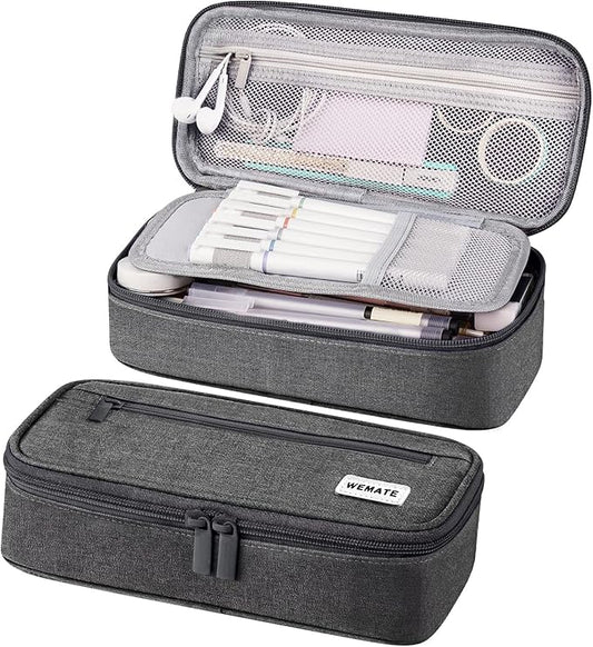 WEMATE Pencil Case, Large Storage Organizer for Stationery, Back - to - School Essential, Teacher Must - have, Big Pencil Pouch, Marker Case School Supplies for College & High School