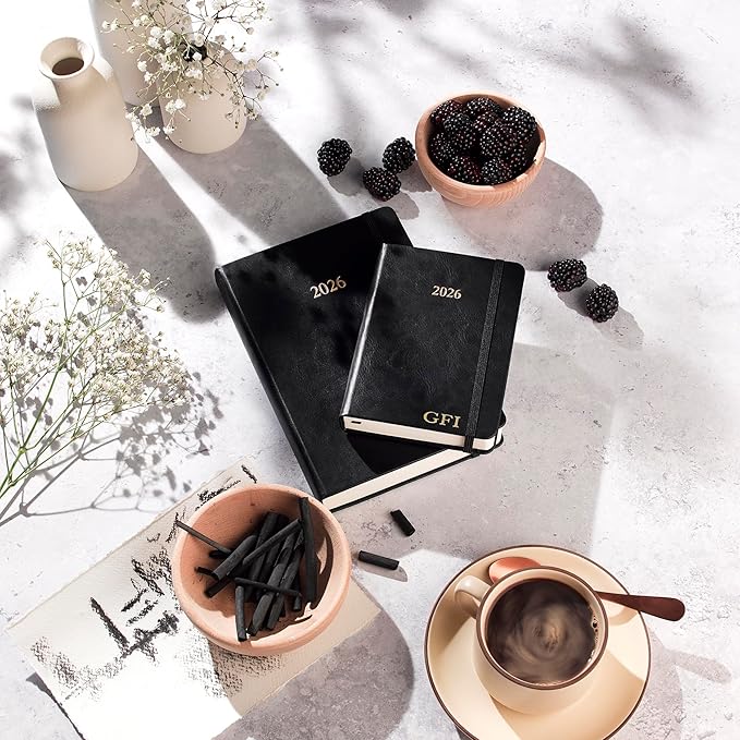 Wykeham's Executive 2026 Daily Journal Planner – US Public Holidays & Format – Customization Available (Personalized Black, 6”×4.5”)