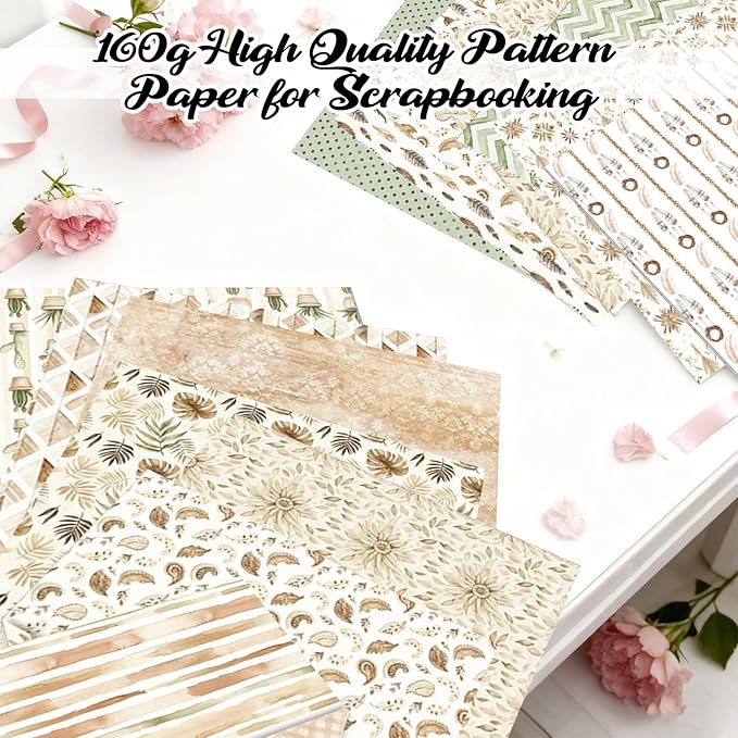 24 Sheets Scrapbook Paper 12x12 inch, Vintage Scrapbooking Paper, Double Sided Decorative Craft Papers for Holiday Birthday Wedding Baby Shower Card Making Photo Album Decor