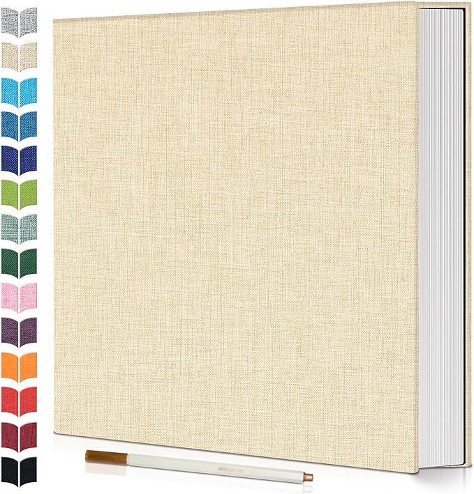 Photo Album Self Adhesive Scrapbook,Large Photo Book for 4x6,5x7,8x10 Pictures,DIY Album for Baby Wedding Family Travel Birthday,with Metallic Pen and Scraper