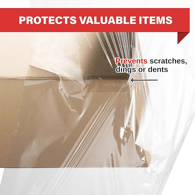 Stretch Wrap 4 Pack 17.5" x 1100 SqFt – Heavy Duty 80 Gauge (20 Micron) Shrink Wrap Rolls for Moving, Furniture, and Packing, Industrial Plastic Stretch Film, Pallet Wrap & Shrink Film Roll