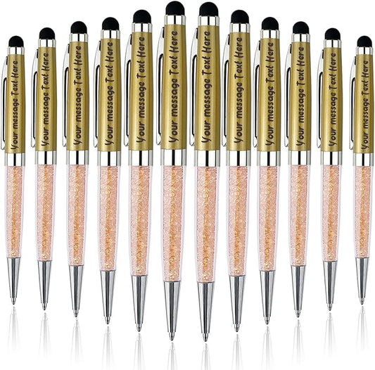 Personalized Pens Bulk Custom Ballpoint Pens with Business Name Message Logo, Customized Engraved Pens with Stylus for Birthdays Anniversaries Graduations 12pcs/Pack