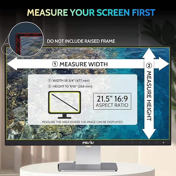 [2-Pack] 21.5 Inch Privacy Screen for Computer Monitor 16:9 Aspect Ratio, Eye Protection Anti Blue Light Glare Shield, 21.5inch Removable Black Blackout Anti Spy Desktop Security Private Filter