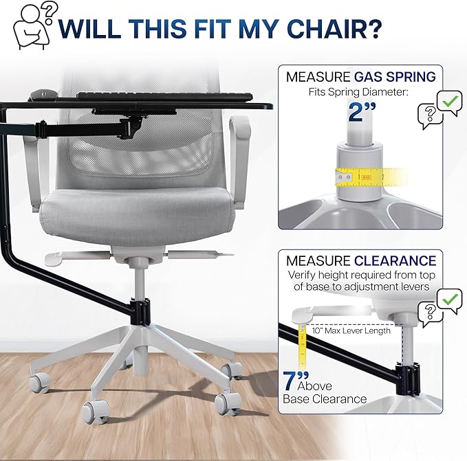 VIVO Office Chair Mounted 26 x 12 Inch Keyboard and Mouse Tray, Ergonomic Tilt, Full Motion 360 Degree Rotation, Black, MOUNT-KB08C