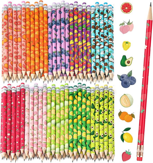 Kosiz 400 Pcs Thanksgiving Assortment Colorful Fun Pencils Fall Pre Sharpened Wooden Pencil Christmas 10 Fruit Styles Pen Novelty Kids School Supplies Student Reward Stationery Party Favors