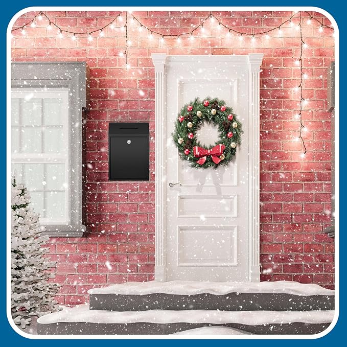 Metal Donation Cash Box Collection Safe Suggestion Box with Lock Wall Mounted Mailbox Delivery Ballot Container for Home Office Outdoor Door