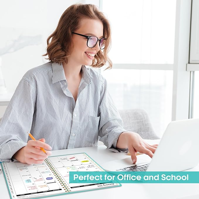 2026 Planner, Weekly and Monthly Calendar Planner, January 2026 - December 2026, Hardcover 2026 Calendar Planner Book with Tabs For Women & Men, Inner Pocket, Spiral Bound, Perfect for Office Home School Supplies - A4 (8.5" x 11"), Aquamarine